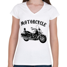 PRINTFASHION motor - Női V-nyakú póló - Fehér női póló