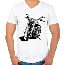 PRINTFASHION Motorcycle - Férfi V-nyakú póló - Fehér férfi póló