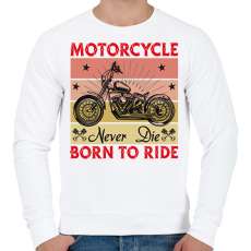 PRINTFASHION Motorcycle Never Die Born To Ride Red - Férfi pulóver - Fehér