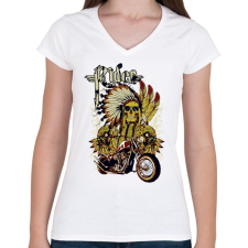 PRINTFASHION motorcycle - Női V-nyakú póló - Fehér női póló