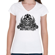 PRINTFASHION Motorcycle  - Női V-nyakú póló - Fehér