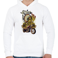 PRINTFASHION motorkerékpár és koponya - Férfi kapucnis pulóver - Fehér férfi pulóver, kardigán