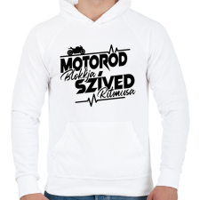 PRINTFASHION Motorod Blokkja, Szíved ritmusa - Férfi kapucnis pulóver - Fehér férfi pulóver, kardigán