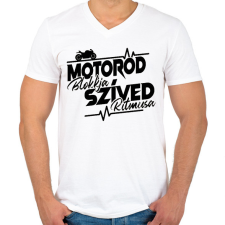 PRINTFASHION Motorod Blokkja, Szíved ritmusa - Férfi V-nyakú póló - Fehér férfi pulóver, kardigán