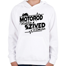 PRINTFASHION Motorod Blokkja, Szíved ritmusa - Gyerek kapucnis pulóver - Fehér gyerek pulóver, kardigán