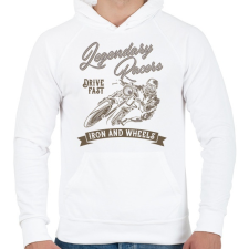 PRINTFASHION Motoros 03 - Legendary Racers - Férfi kapucnis pulóver - Fehér férfi pulóver, kardigán