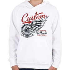 PRINTFASHION Motoros 06 - Pasadena Motorcycles - Gyerek kapucnis pulóver - Fehér gyerek pulóver, kardigán