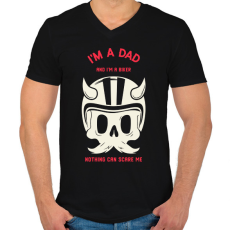 PRINTFASHION Motoros Apa - Férfi V-nyakú póló - Fekete