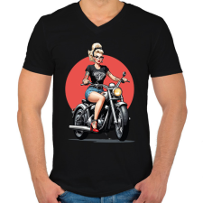 PRINTFASHION Motoros csaj - Férfi V-nyakú póló - Fekete férfi póló