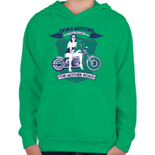 PRINTFASHION Motoros díva - Gyerek kapucnis pulóver - Zöld gyerek pulóver, kardigán