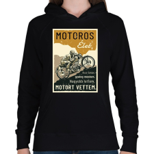 PRINTFASHION Motoros élet - Női kapucnis pulóver - Fekete női pulóver, kardigán