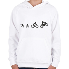 PRINTFASHION Motoros evolúció - Gyerek kapucnis pulóver - Fehér