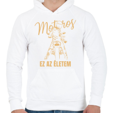 PRINTFASHION Motoros ez az életem póló - Férfi kapucnis pulóver - Fehér férfi pulóver, kardigán