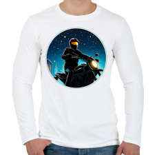 PRINTFASHION Motoros - Férfi hosszú ujjú póló - Fehér férfi póló