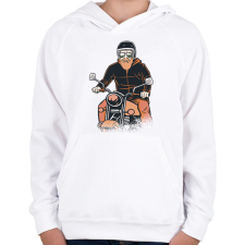 PRINTFASHION Motoros - Gyerek kapucnis pulóver - Fehér gyerek pulóver, kardigán