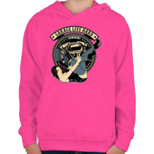 PRINTFASHION Motoros gyorsgarázs - Gyerek kapucnis pulóver - Fukszia gyerek pulóver, kardigán