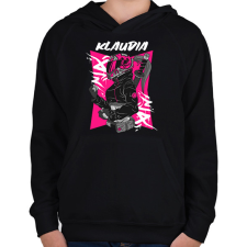 PRINTFASHION motoros Klaudia - Gyerek kapucnis pulóver - Fekete gyerek pulóver, kardigán