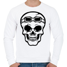 PRINTFASHION Motoros koponya - Férfi pulóver - Fehér