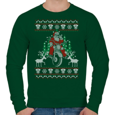 PRINTFASHION Motoros Mikulás - Férfi pulóver - Sötétzöld