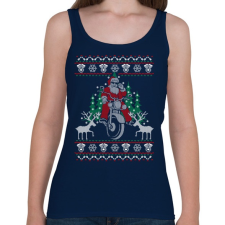 PRINTFASHION Motoros Mikulás - Női atléta - Sötétkék női trikó