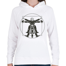 PRINTFASHION Motoros - Női kapucnis pulóver - Fehér női pulóver, kardigán