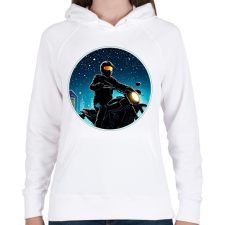 PRINTFASHION Motoros - Női kapucnis pulóver - Fehér női pulóver, kardigán