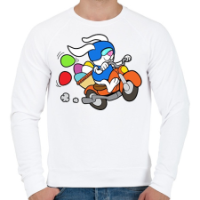 PRINTFASHION Motoros Nyuszi - Férfi pulóver - Fehér férfi pulóver, kardigán