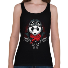 PRINTFASHION Motoros panda - Női atléta - Fekete női trikó