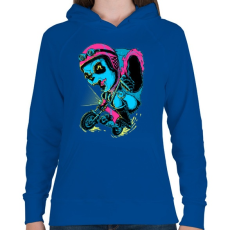 PRINTFASHION Motoros panda - Női kapucnis pulóver - Királykék