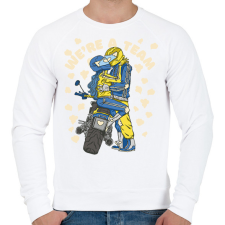PRINTFASHION Motoros pár - Férfi pulóver - Fehér férfi pulóver, kardigán