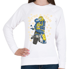 PRINTFASHION Motoros pár - Női pulóver - Fehér női pulóver, kardigán