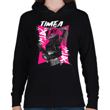 PRINTFASHION motoros Timea - Női kapucnis pulóver - Fekete női pulóver, kardigán