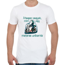 PRINTFASHION motoros unikornis - Férfi póló - Fehér férfi póló