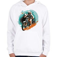 PRINTFASHION Motoros űrhajós - Gyerek kapucnis pulóver - Fehér