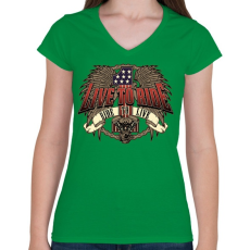 PRINTFASHION Motorozás az életem - Női V-nyakú póló - Zöld