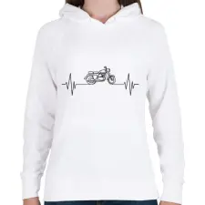 PRINTFASHION Motorozás ekg póló - Női kapucnis pulóver - Fehér női pulóver, kardigán