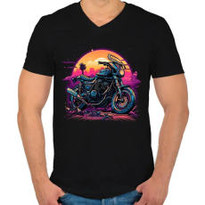 PRINTFASHION Motorsport - Férfi V-nyakú póló - Fekete