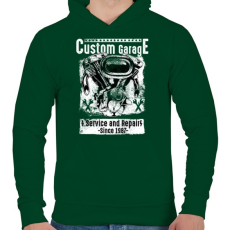 PRINTFASHION Motorszerelő - Férfi kapucnis pulóver - Sötétzöld