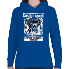 PRINTFASHION Motorszerelő - Női kapucnis pulóver - Királykék