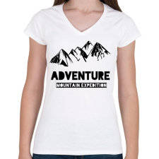 PRINTFASHION Mountain adventure - Női V-nyakú póló - Fehér női póló