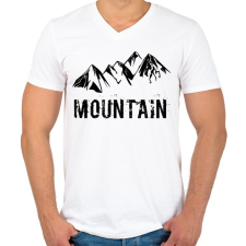 PRINTFASHION Mountain  - Férfi V-nyakú póló - Fehér férfi póló