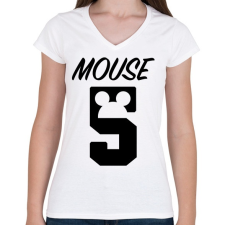 PRINTFASHION Mouse 5 - Női V-nyakú póló - Fehér női póló