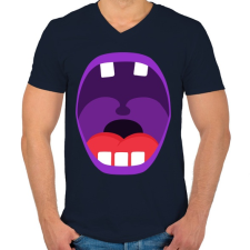 PRINTFASHION Mouth - Férfi V-nyakú póló - Sötétkék férfi póló