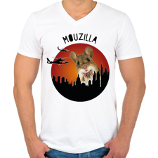 PRINTFASHION Mouzilla - Férfi V-nyakú póló - Fehér férfi póló