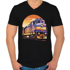 PRINTFASHION Mozdony - Férfi V-nyakú póló - Fekete férfi póló