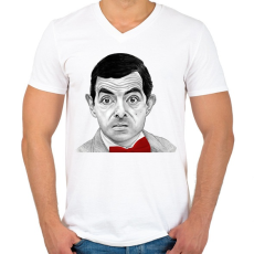PRINTFASHION Mr. Bean - Férfi V-nyakú póló - Fehér