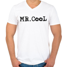 PRINTFASHION Mr. Cool - Férfi V-nyakú póló - Fehér férfi póló