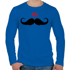 PRINTFASHION MR. Mustache - Férfi hosszú ujjú póló - Királykék férfi póló