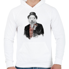 PRINTFASHION Mr Phil - Férfi kapucnis pulóver - Fehér férfi pulóver, kardigán