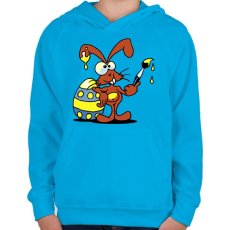 PRINTFASHION Mr. Rabbit fest - Gyerek kapucnis pulóver - Azúrkék